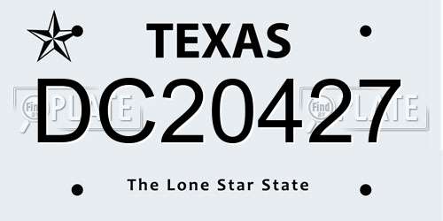 DC20427 Texas License Plate
