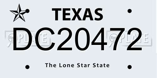 DC20472 Texas License Plate