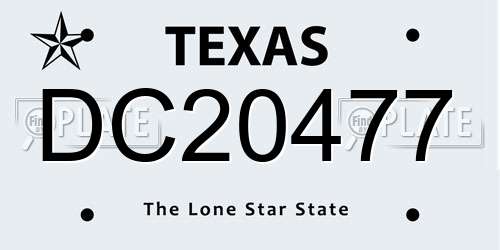 DC20477 Texas License Plate