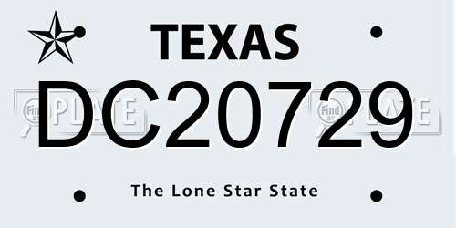 DC20729 Texas License Plate