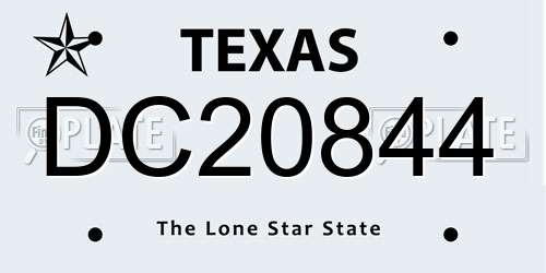DC20844 Texas License Plate