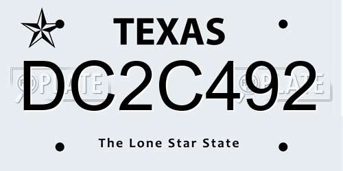 DC2C492 Texas License Plate