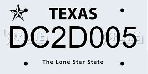 DC2D005 Texas License Plate