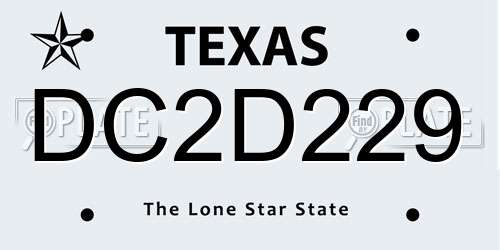 DC2D229 Texas License Plate