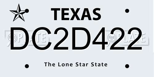DC2D422 Texas License Plate