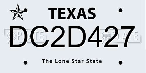 DC2D427 Texas License Plate
