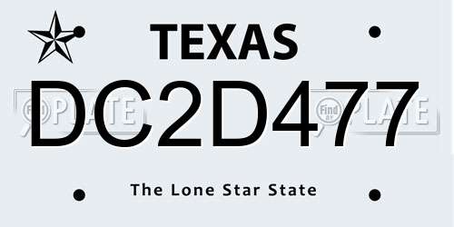 DC2D477 Texas License Plate