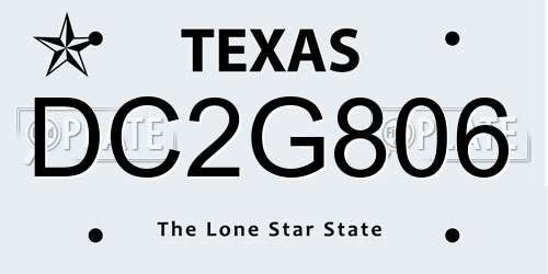 DC2G806 Texas License Plate