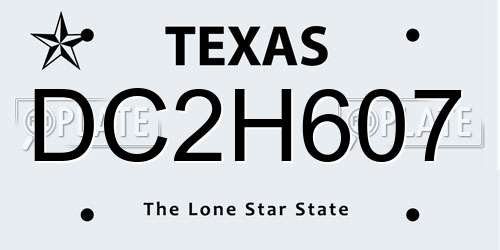 DC2H607 Texas License Plate