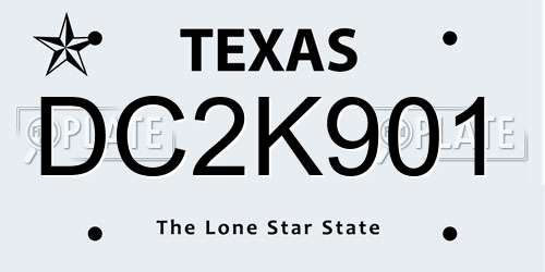 DC2K901 Texas License Plate