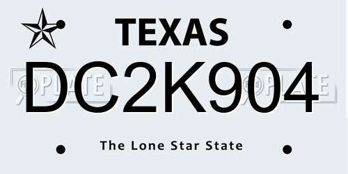 DC2K904 Texas License Plate