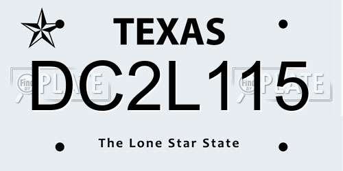 DC2L115 Texas License Plate