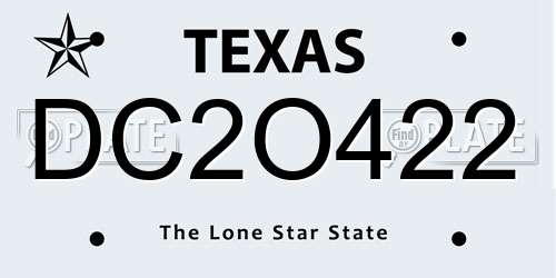 DC2O422 Texas License Plate