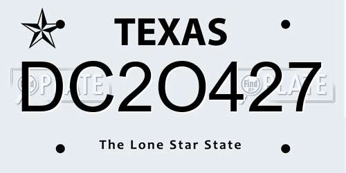 DC2O427 Texas License Plate