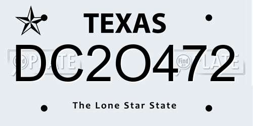 DC2O472 Texas License Plate