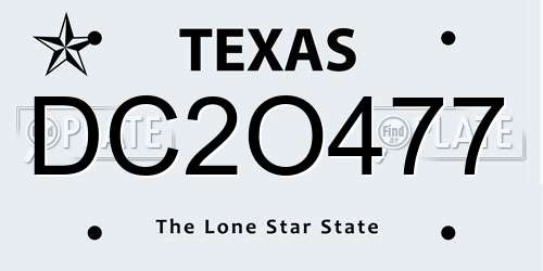 DC2O477 Texas License Plate