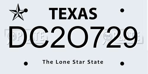 DC2O729 Texas License Plate
