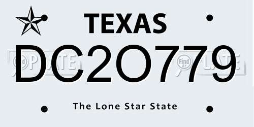 DC2O779 Texas License Plate
