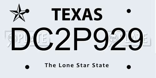 DC2P929 Texas License Plate