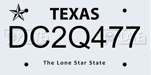 DC2Q477 Texas License Plate