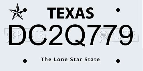 DC2Q779 Texas License Plate