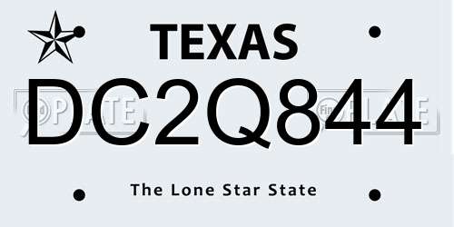 DC2Q844 Texas License Plate