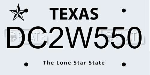 DC2W550 Texas License Plate
