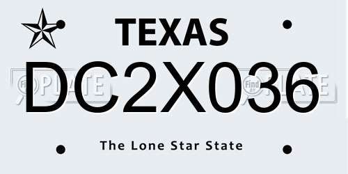 DC2X036 Texas License Plate