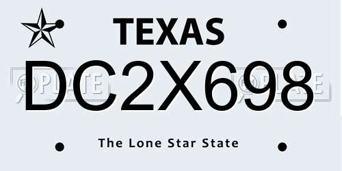 DC2X698 Texas License Plate
