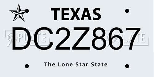 DC2Z867 Texas License Plate