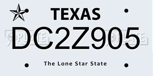 DC2Z905 Texas License Plate