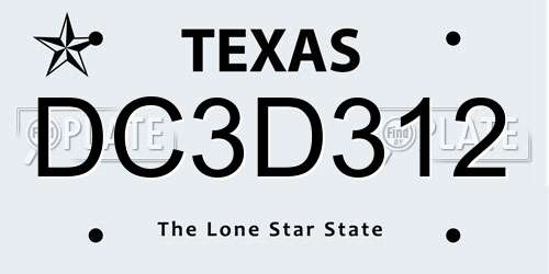 DC3D312 Texas License Plate