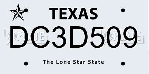 DC3D509 Texas License Plate