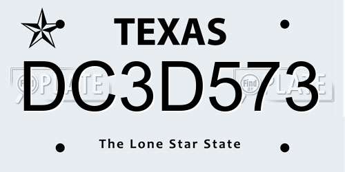 DC3D573 Texas License Plate