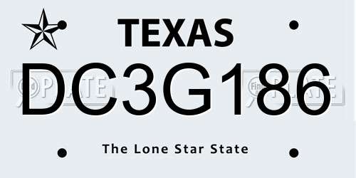 DC3G186 Texas License Plate