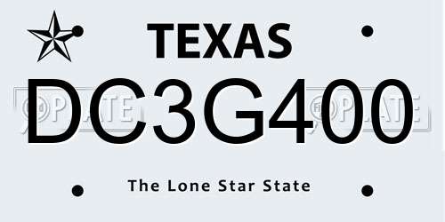 DC3G400 Texas License Plate
