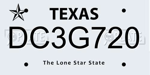 DC3G720 Texas License Plate