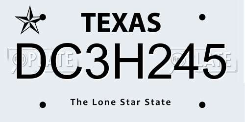 DC3H245 Texas License Plate