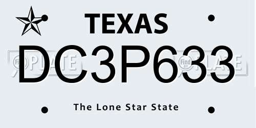 DC3P633 Texas License Plate