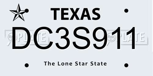 DC3S911 Texas License Plate