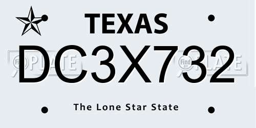DC3X732 Texas License Plate