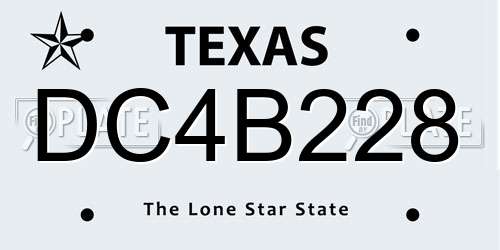 DC4B228 Texas License Plate