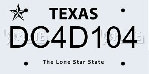 DC4D104 Texas License Plate