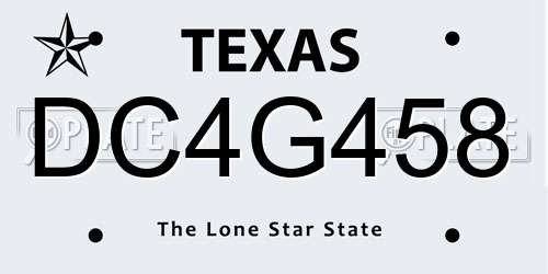 DC4G458 Texas License Plate