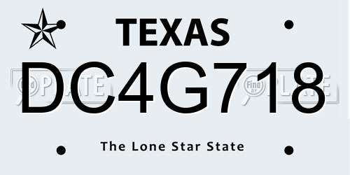 DC4G718 Texas License Plate