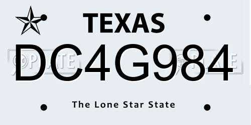 DC4G984 Texas License Plate