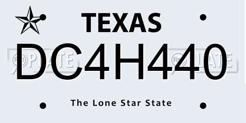 DC4H440 Texas License Plate