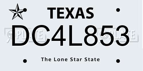 DC4L853 Texas License Plate