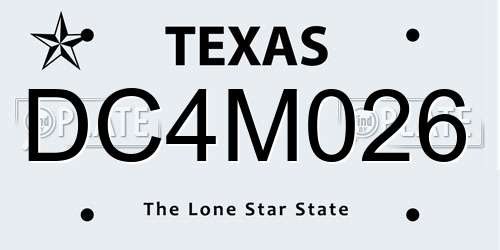 DC4M026 Texas License Plate