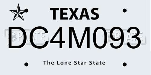 DC4M093 Texas License Plate